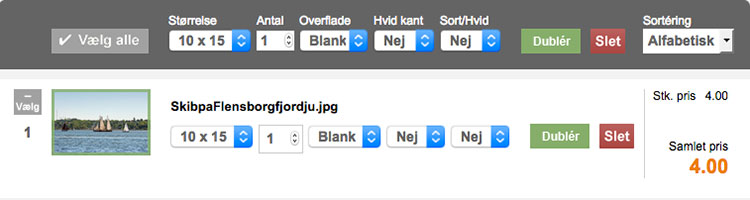 Fotofremkaldelse tilvalgsbar